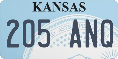 KS license plate 205ANQ