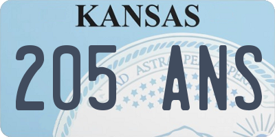 KS license plate 205ANS