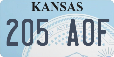 KS license plate 205AOF