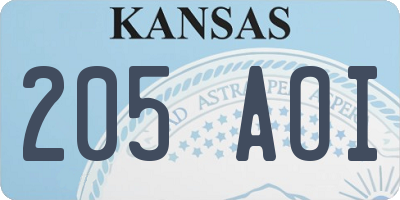 KS license plate 205AOI
