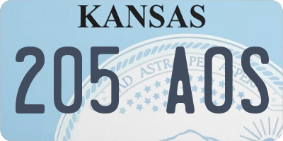 KS license plate 205AOS