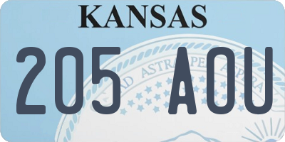 KS license plate 205AOU