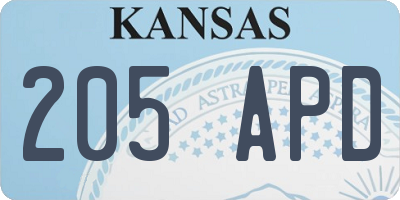 KS license plate 205APD
