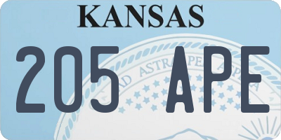 KS license plate 205APE