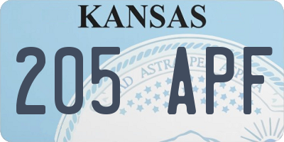 KS license plate 205APF