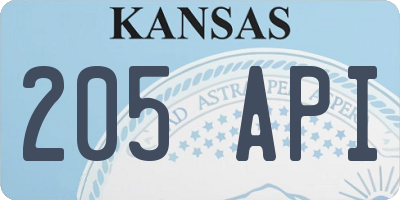 KS license plate 205API