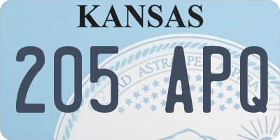 KS license plate 205APQ
