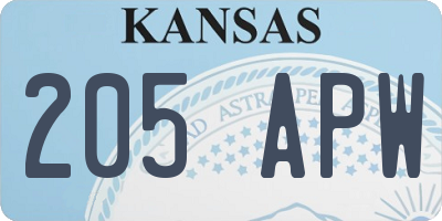 KS license plate 205APW