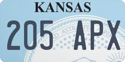 KS license plate 205APX