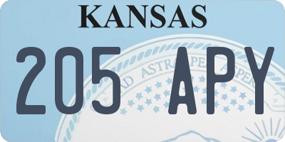 KS license plate 205APY