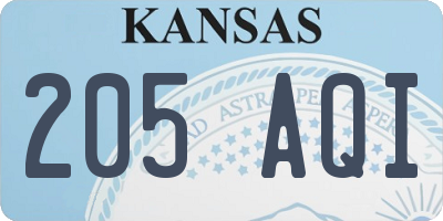 KS license plate 205AQI
