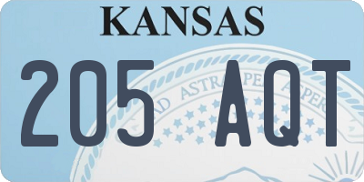 KS license plate 205AQT