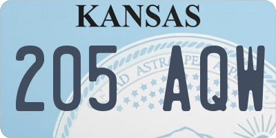KS license plate 205AQW