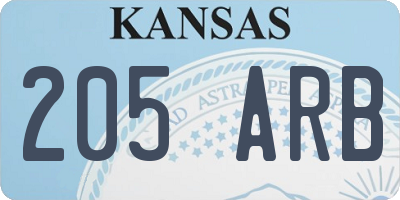 KS license plate 205ARB