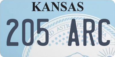 KS license plate 205ARC