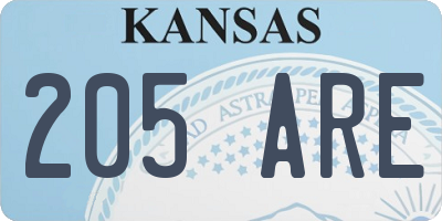 KS license plate 205ARE