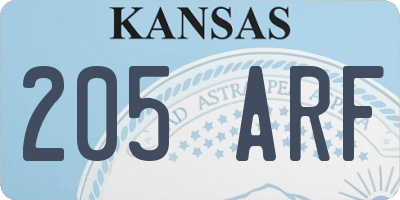 KS license plate 205ARF