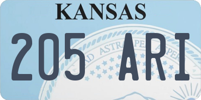 KS license plate 205ARI