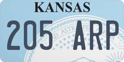 KS license plate 205ARP