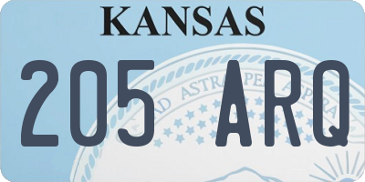 KS license plate 205ARQ