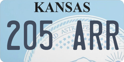 KS license plate 205ARR
