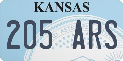 KS license plate 205ARS