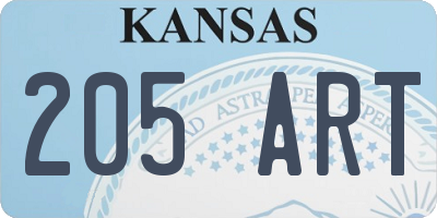KS license plate 205ART
