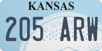 KS license plate 205ARW