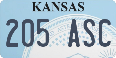 KS license plate 205ASC