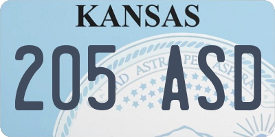 KS license plate 205ASD