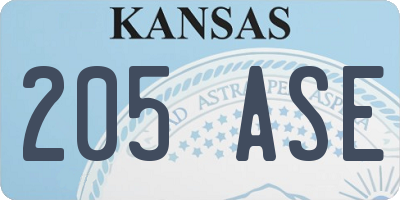 KS license plate 205ASE