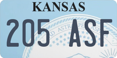 KS license plate 205ASF