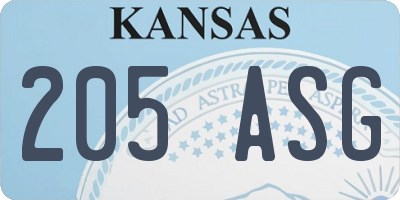 KS license plate 205ASG