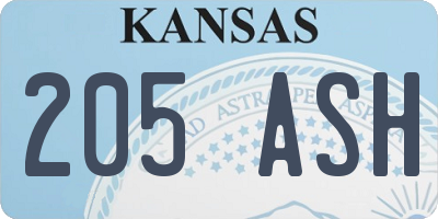 KS license plate 205ASH