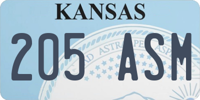 KS license plate 205ASM