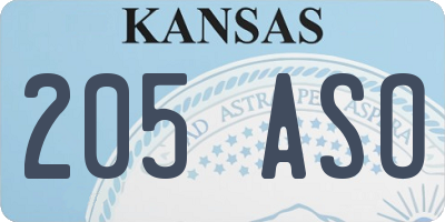 KS license plate 205ASO