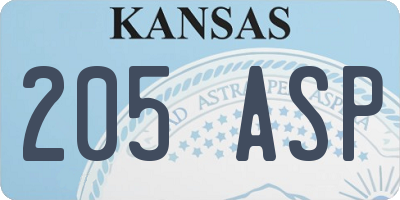 KS license plate 205ASP