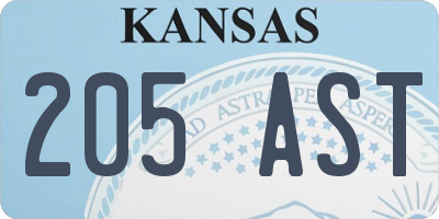 KS license plate 205AST