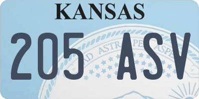 KS license plate 205ASV