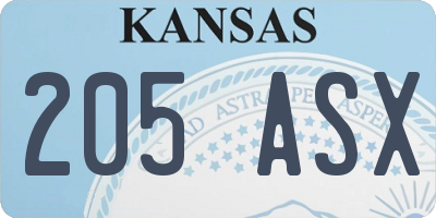 KS license plate 205ASX