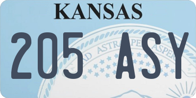 KS license plate 205ASY
