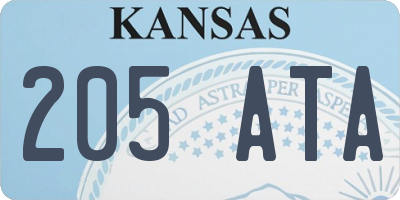 KS license plate 205ATA