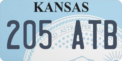 KS license plate 205ATB