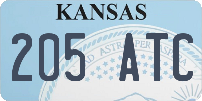 KS license plate 205ATC
