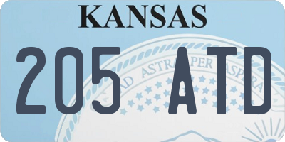 KS license plate 205ATD