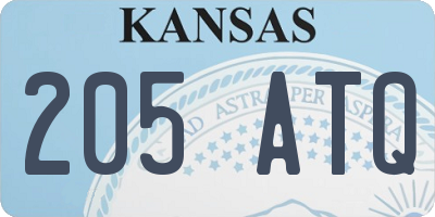 KS license plate 205ATQ