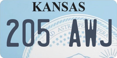 KS license plate 205AWJ