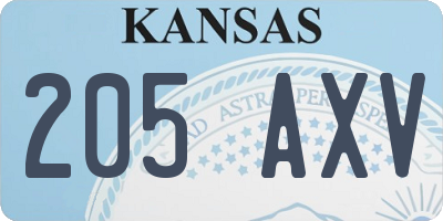 KS license plate 205AXV