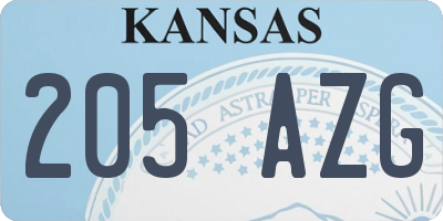 KS license plate 205AZG