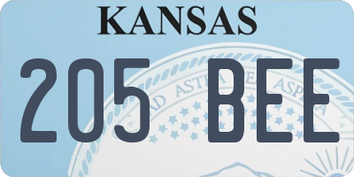 KS license plate 205BEE